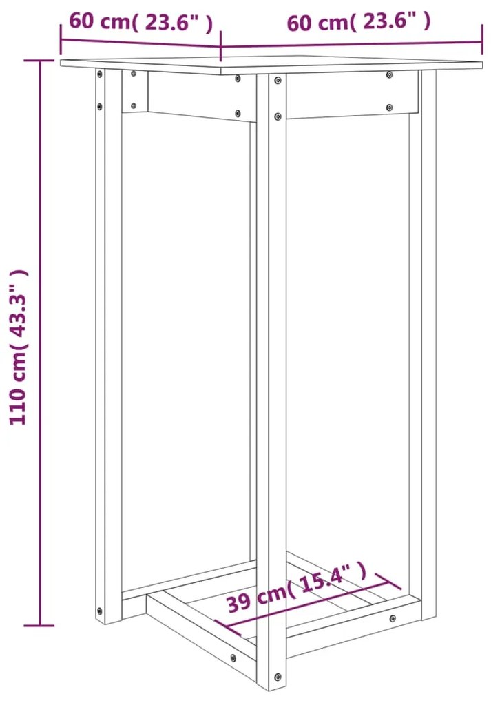 vidaXL Τραπέζι Μπαρ Λευκό 60 x 60 x 110 εκ. από Μασίφ Ξύλο Πεύκου