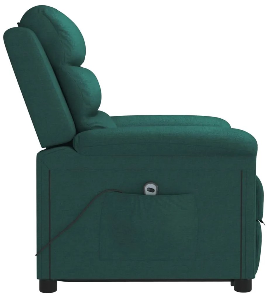 vidaXL Πολυθρόνα με Ανύψωση Σκούρο Πράσινη Υφασμάτινη