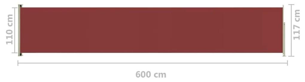 Σκίαστρο Πλαϊνό Συρόμενο Βεράντας Κόκκινο 117 x 600 εκ. - Κόκκινο