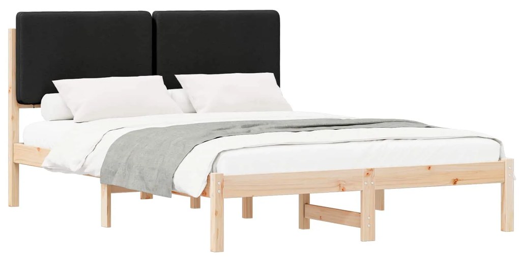 vidaXL Σκελετός Κρεβατιού με Επενδεδυμένο Κεφαλάρι Μαύρο 150 x 200 cm