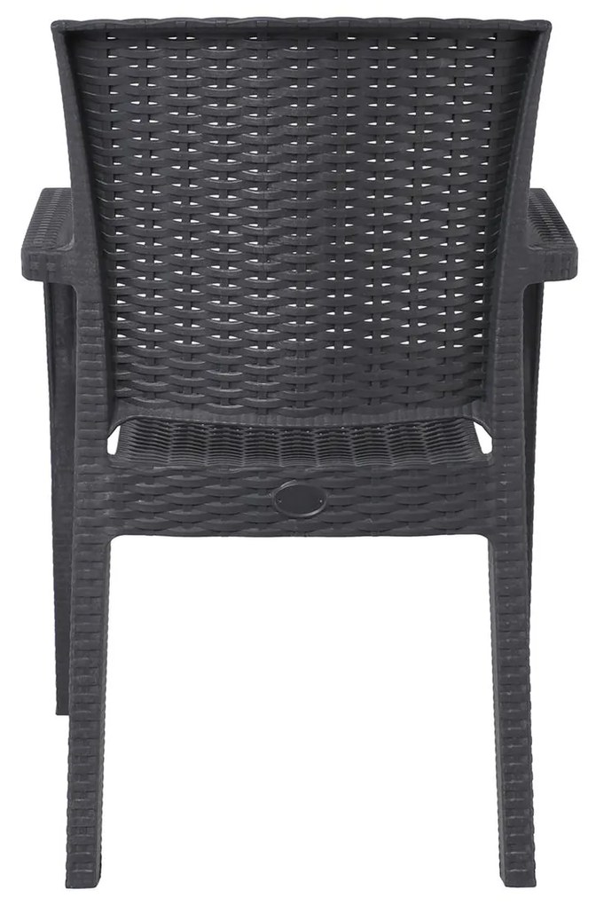 LORA-Pro Πολυθρόνα Στοιβαζόμενη, PP (Rattan Look) Απόχρωση Ανθρακί 58x61x87cm