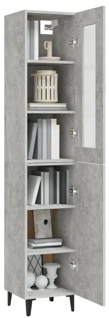 vidaXL Ντουλάπι Γκρι Σκυροδέματος 34,5x34x180 εκ. Επεξεργασμένο Ξύλο
