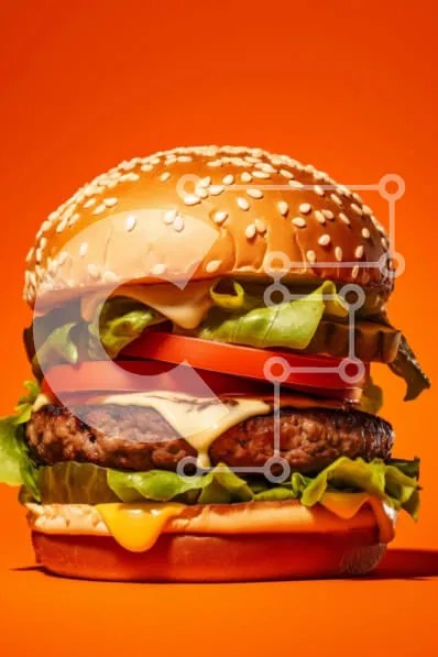 Intra Συλλεκτικό Ξύλινο Παζλ Plywood  4mm - Λαχταριστό Burger σε πορτοκαλί φόντο Σε Ξύλινο Κουτί - Διαστάσεις: 10x10 cm – 25 κομμάτια
