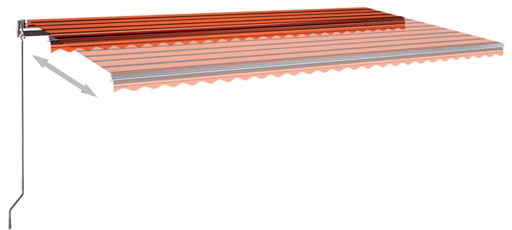 vidaXL Τέντα Αυτόματη με LED&Αισθητ. Ανέμου Πορτοκαλί/Καφέ 600x350 εκ.