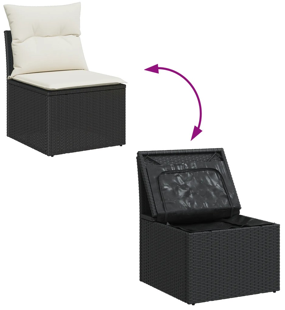 vidaXL Σετ Καναπέ Κήπου 8 pcs Μαύρος, λευκός 55 x 55 x 37 εκ