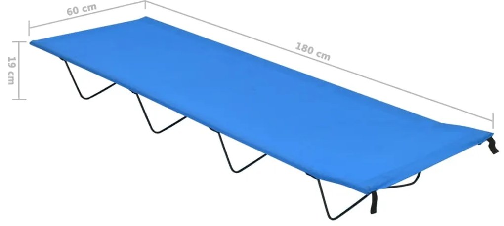 vidaXL Κρεβάτια Κάμπινγκ 2 τεμ. Μπλε 180x60x19εκ Ύφασ. Oxford/Ατσάλι