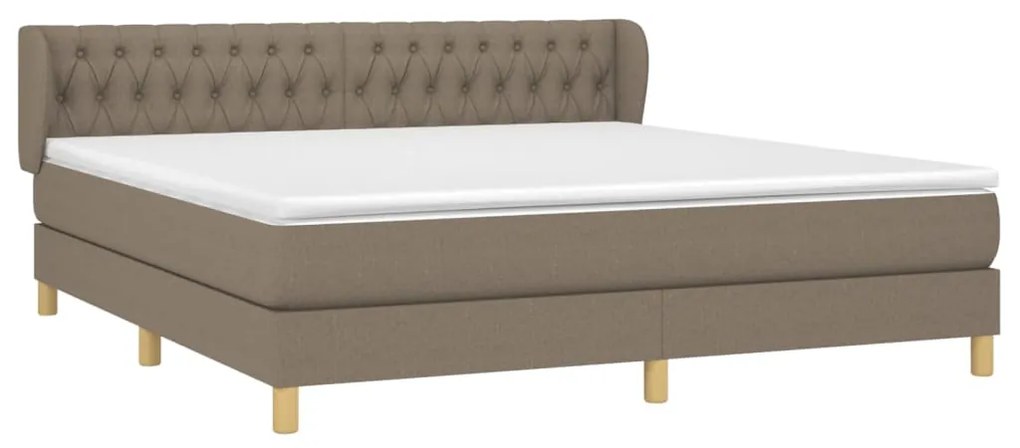 vidaXL Κρεβάτι Boxspring με Στρώμα Taupe 180x200 εκ. Υφασμάτινο