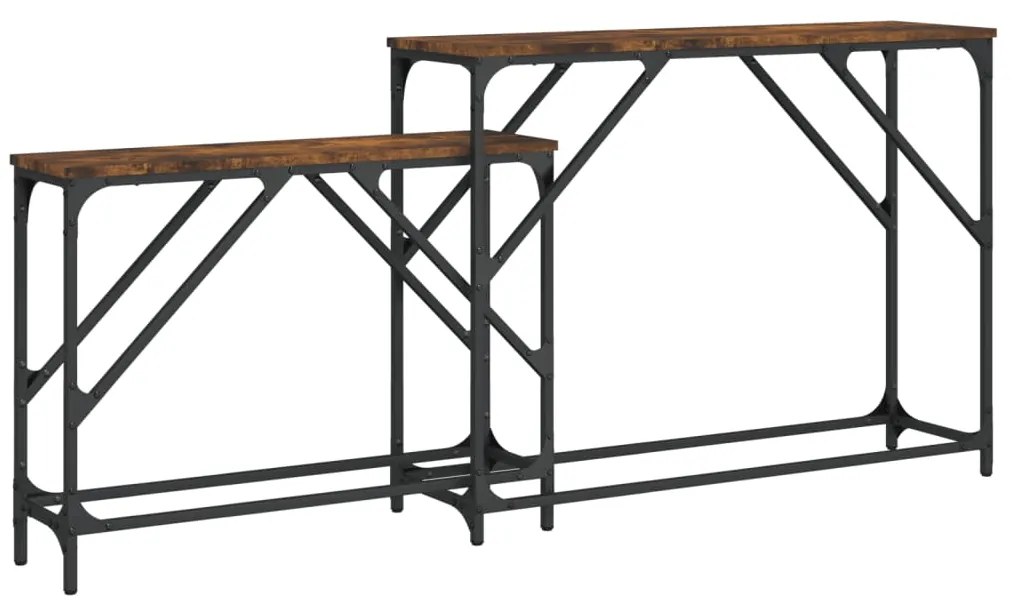 vidaXL Τραπέζια Κονσόλας Ζιγκόν 2 τεμ. Καπνιστή Δρυς από Επεξεργ. Ξύλο