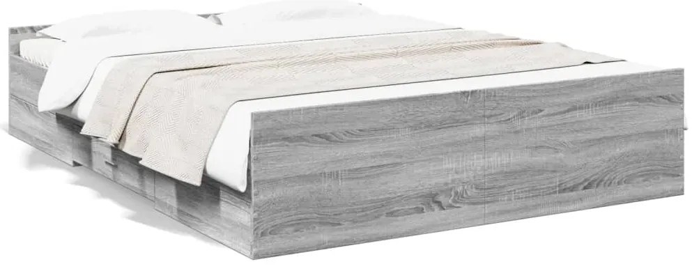 vidaXL Πλαίσιο Κρεβατιού με συρτάρια Γκρι sonoma 160x200εκ. Επεξ. Ξύλο
