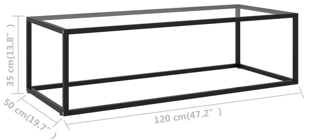 vidaXL Τραπεζάκι Σαλονιού Μαύρο 120 x 50 x 35 εκ. με Ψημένο Γυαλί