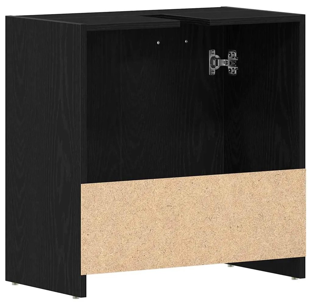Ντουλάπι Νιπτήρα Μπάνιου Μαύρο Δρυς 60x33x60 εκ. Επεξ. Ξύλο - Μαύρο