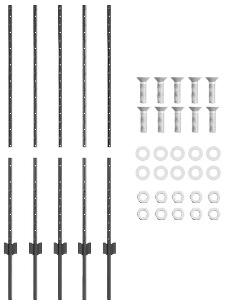 vidaXL Πό posts φράχτη 10 pcs Γκρι 120 cm Ατσάλι