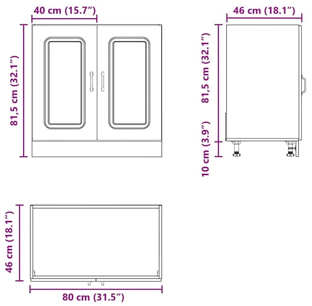 Ντουλάπι βάσης νεροχύτη Kalmar Γκρι Sonoma 80x46x81,5 εκ. - Γκρι