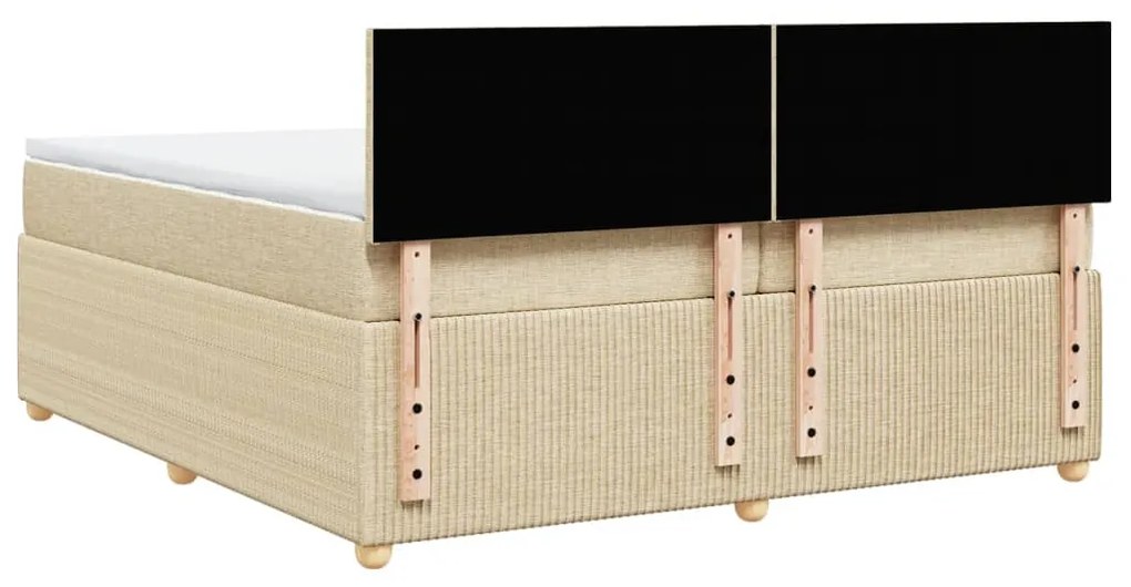 vidaXL Κρεβάτι Boxspring με Στρώμα Κρεμ 200x200 εκ. Υφασμάτινο