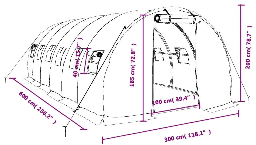 ΘΕΡΜΟΚΗΠΙΟ ΛΕΥΚΟ 18 Μ² 6 X 3 X 2 Μ. ΜΕ ΑΤΣΑΛΙΝΟ ΠΛΑΙΣΙΟ 3188051