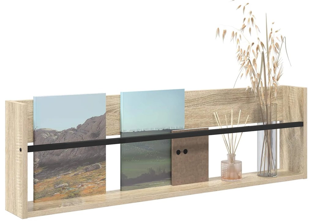 vidaXL Ράφι Περιοδικών Δρύς Sonoma 100 x 12 x 30 εκ Επεξεργασμένο ξύλο