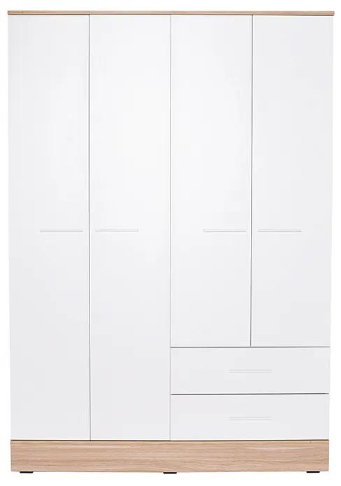 Ντουλάπα ρούχων Base Megapap τετράφυλλη σε χρώμα λευκό - sonoma 137x52x198εκ.