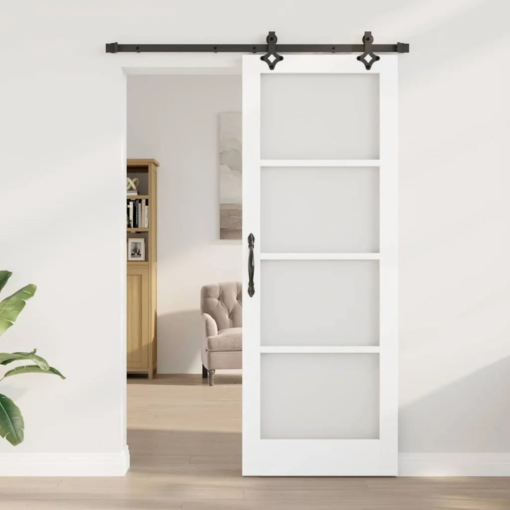 vidaXL Συρόμενη Πόρτα Χειροκίνητος Λευκό 78 x 211 εκ Ξύλο και μέταλλο