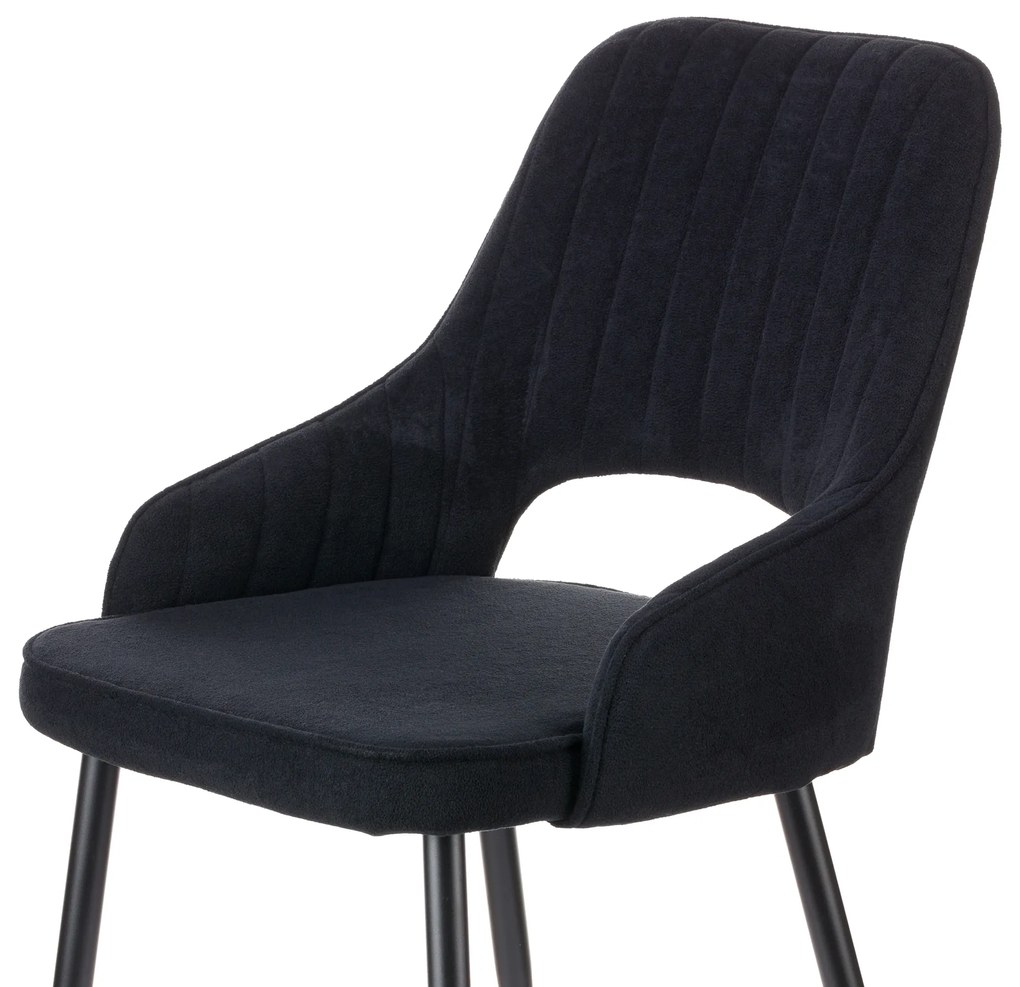 Καρέκλα Tiate μαύρο μπουκλέ ύφασμα-πόδι μαύρο μέταλλο 47x51x83