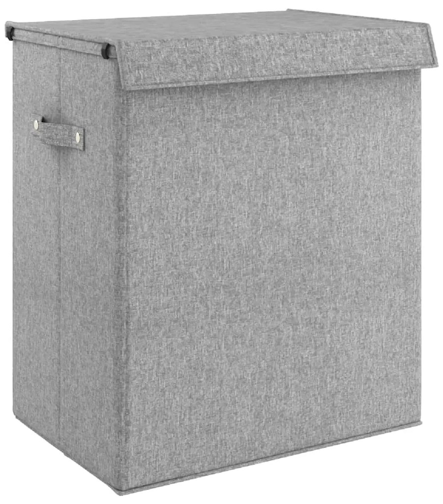 vidaXL Καλάθι Ρούχων Πτυσσόμενο Γκρι 51x34,5x59 εκ. Συνθ. Λινό Ύφασμα