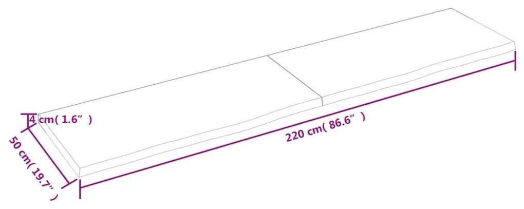 Πάγκος Μπάνιου Σκούρο Καφέ 220x50x(2-4) εκ. Επεξεργ. Μασίφ Ξύλο - Γκρι