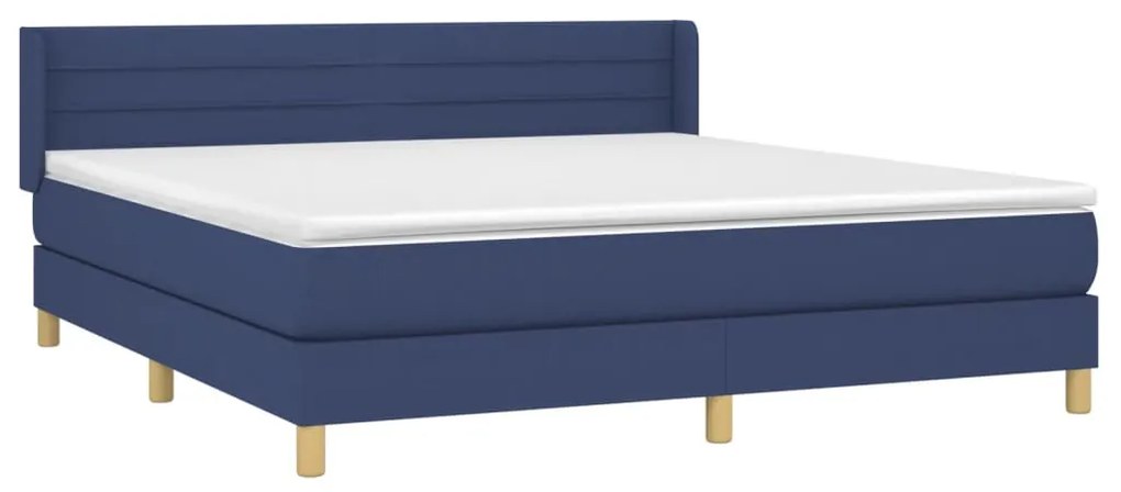 Κρεβάτι Boxspring με Στρώμα Μπλε 180x200 εκ. Υφασμάτινο - Μπλε