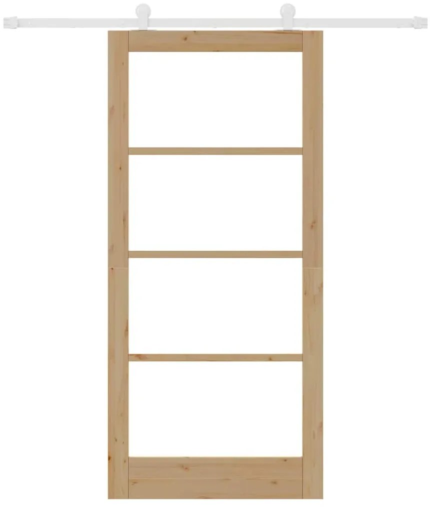 vidaXL Συρόμενη Πόρτα ORKDAL Καφέ 93 x 202 cm Ξύλο και μέταλλο