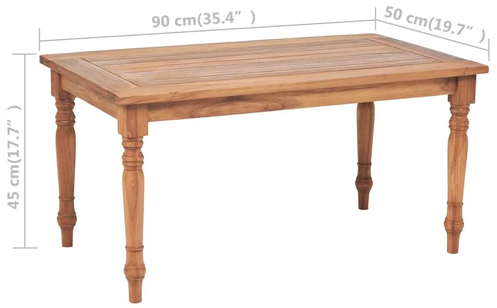 Τραπέζι Batavia 90 x 50 x 45 εκ. από Ξύλο Teak - Καφέ