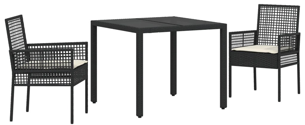vidaXL Σέτ φαγητού για κήπο 3 pcs Μαύρο 90 x 90 x 75 cm