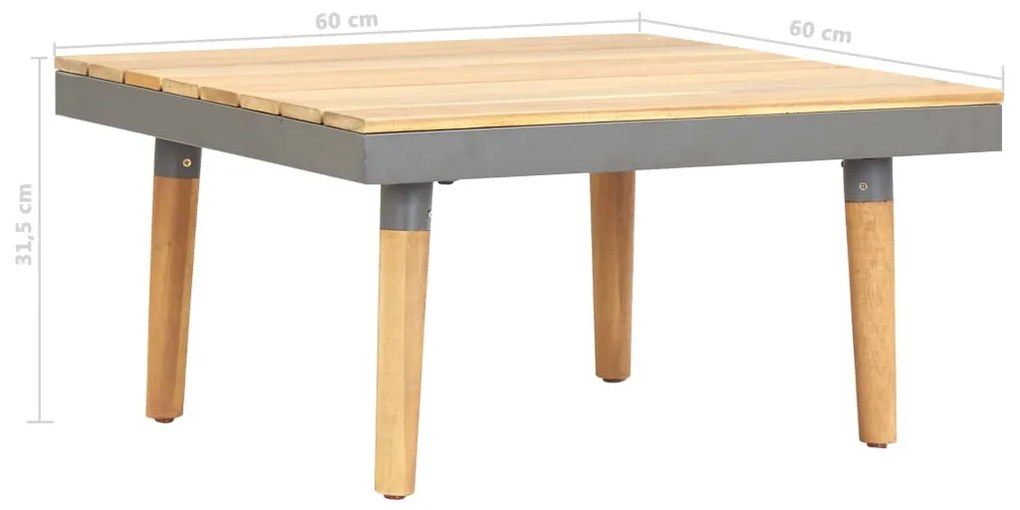 vidaXL Τραπεζάκι Σαλονιού Κήπου 60 x 60 x 31,5 εκ. Μασίφ Ξύλο Ακακίας