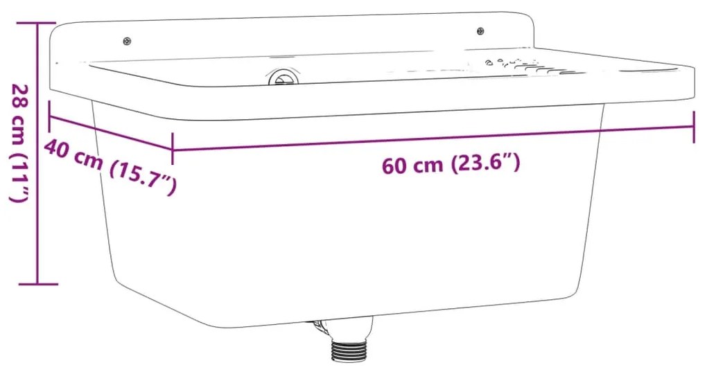 Νιπτήρας Βοηθητικός Επίτοιχος Λευκός 60x40x28 εκ. από Ρητίνη - Λευκό