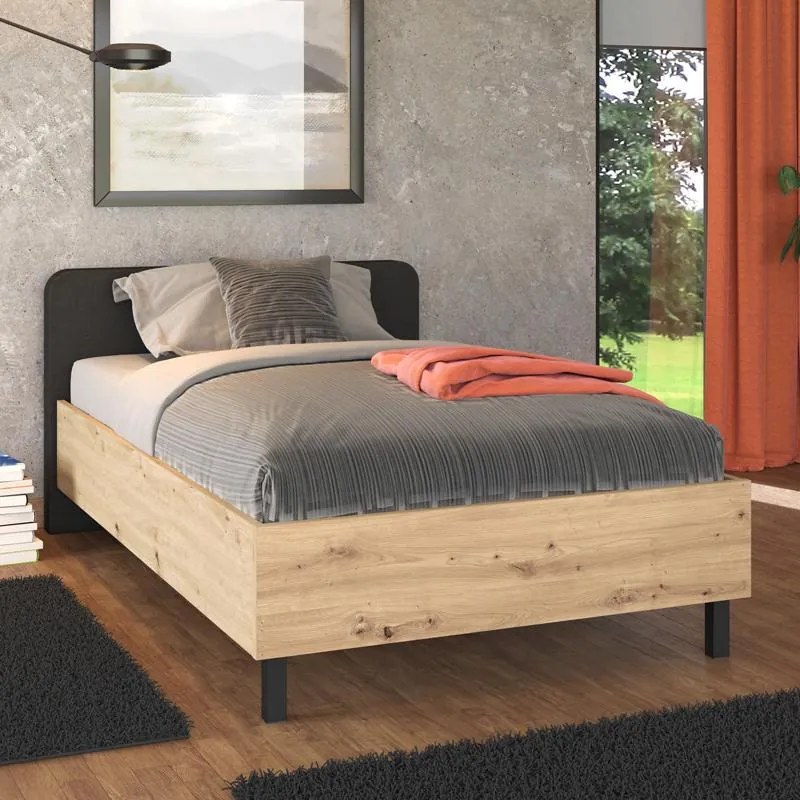 Κρεβάτι Barletta 120 Artisan - Γκρί Ύφασμα 120x200 εκ. 131x213.5x85.5 εκ.
