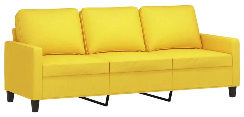 Καναπές Τριθέσιος Ανοιχτό Κίτρινο 180 εκ. Υφασμάτινος Υποπόδιο - Κίτρινο