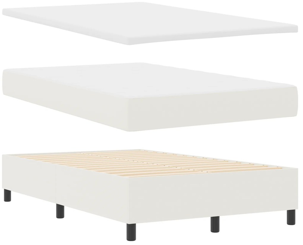vidaXL Κρεβάτι με Στρώμα Κρέμ - 120 x 200 εκ, Βελουτέ Ύφασμα