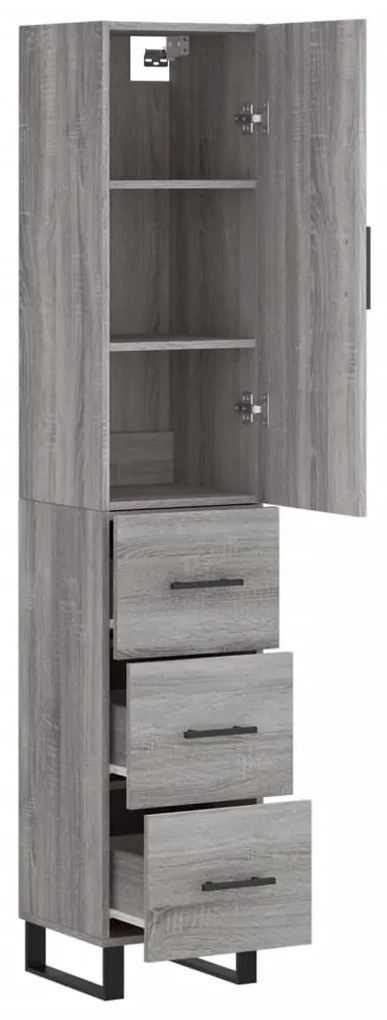 vidaXL Μπουφές Sonoma Γκρι 34,5 x 34 x 180 εκ. από Επεξεργασμένο Ξύλο