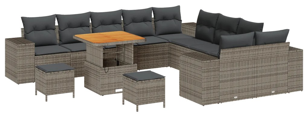 vidaXL Σετ Καναπέ Κήπου Ρυθμιζόμενο ύψος 13 pcs Γκρι συνθετικό ρατάν