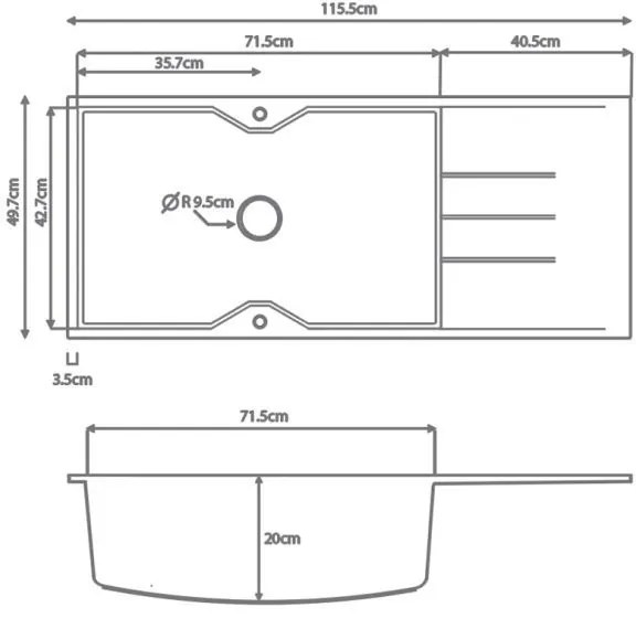 Νεροχύτης Sanitec 116 1B 1D-Pietra