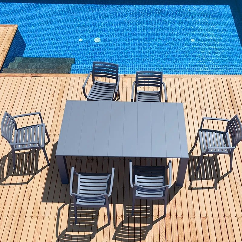 Σετ Τραπεζαρίας 7τμχ Vegas Artemis Dark Grey 100X180/220Χ75εκ. - (), Χρώμα: DARK GREY - SIESTA