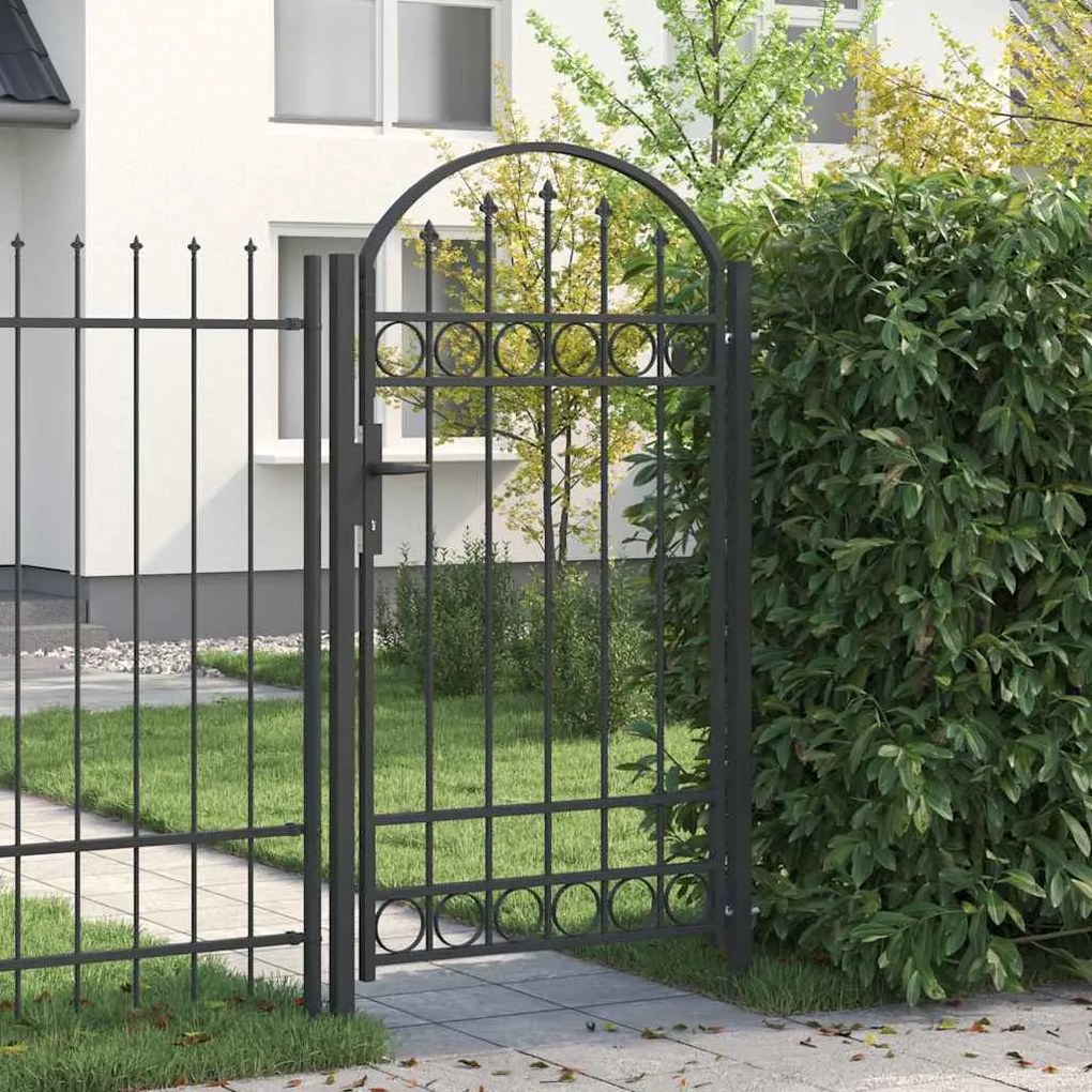 vidaXL Πύλη Φράχτη Γκρι 100 x 175 cm Ατσάλι με Επικάλυψη Πούδρας