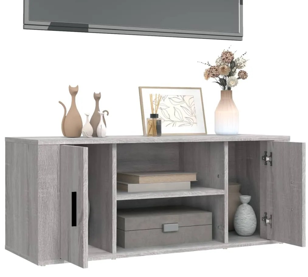 vidaXL Έπιπλο Τηλεόρασης Γκρι Sonoma 100x35x40 εκ. από Επεξεργ. Ξύλο
