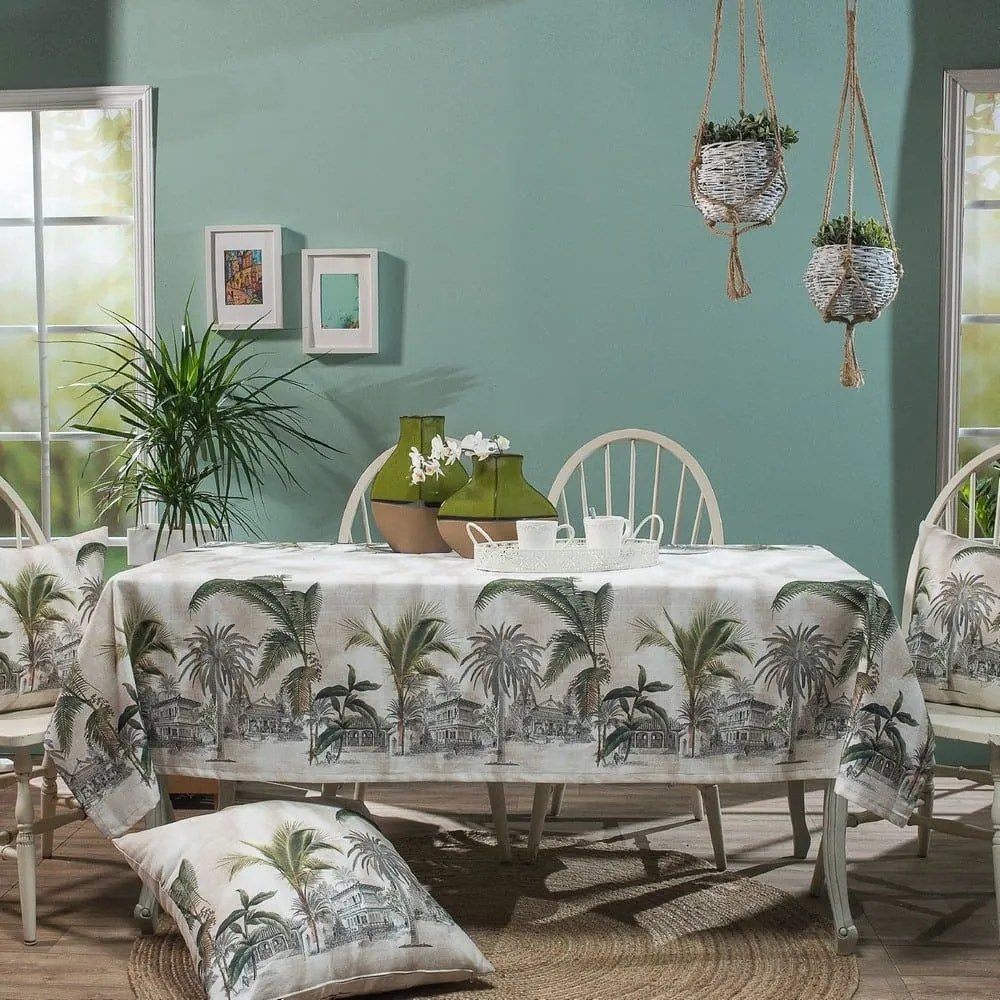 Τραπεζομάντηλο Mombasa Beige-Green Teoran 135X135cm Cotton-Polyester