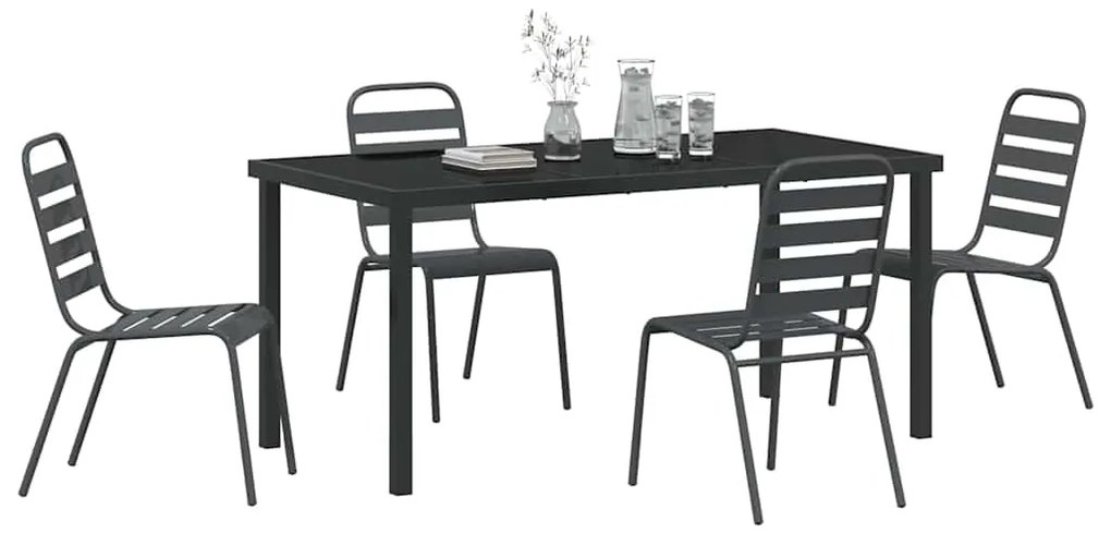 vidaXL Σέτ φαγητού για κήπο 5 pcs Ανθρακί Χάλυβας με επίστρωση πούδρας