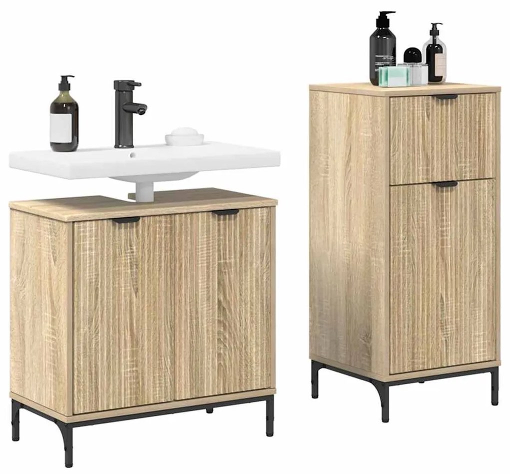 vidaXL Σετ Επίπλων Μπάνιου με ράφι 2 pcs Sonoma Δρυς 39.5 x 36 x 88 εκ