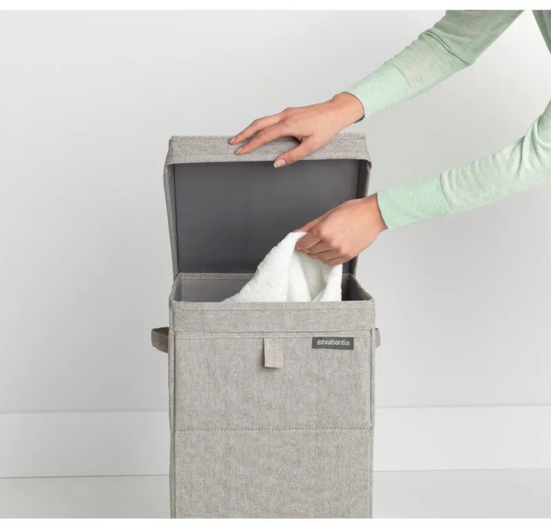 Brabantia Κιβώτιο πλυντηρίου ρούχων 1000827, 35 l, Άνοιγμα μπροστά, Ευρύ καπάκι, Πτυσσόμενο, Γκρι