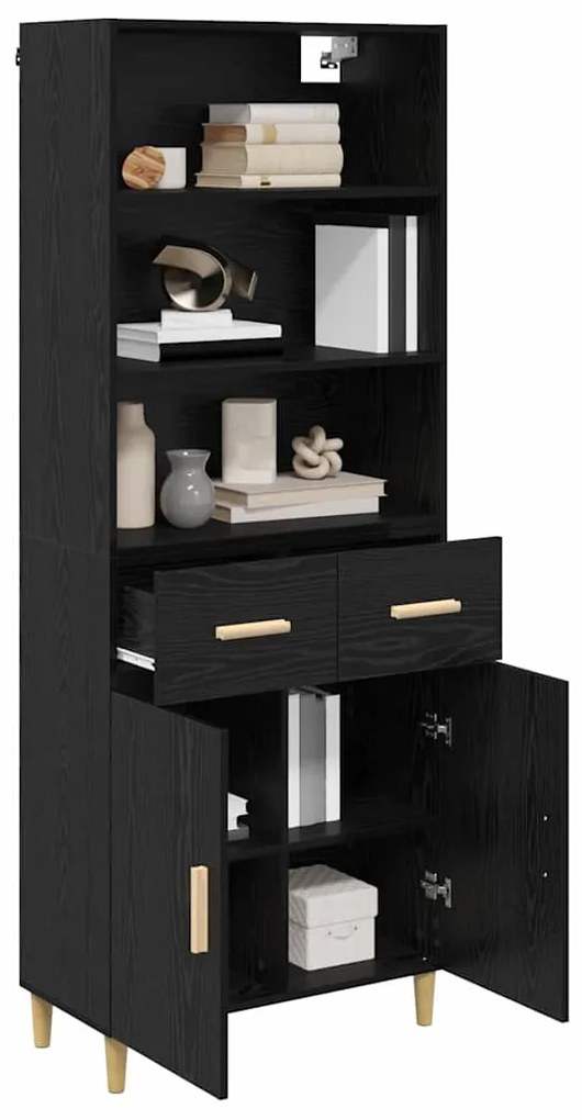 vidaXL Highboard Μαύρη Οξυά 69,5 x 34 x 180 εκ. Επεξεργασμένο ξύλο