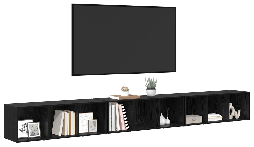 vidaXL Ντουλάπι TV 3 pcs Μαύρη δρυς 37 x 35 x 107.5 εκ