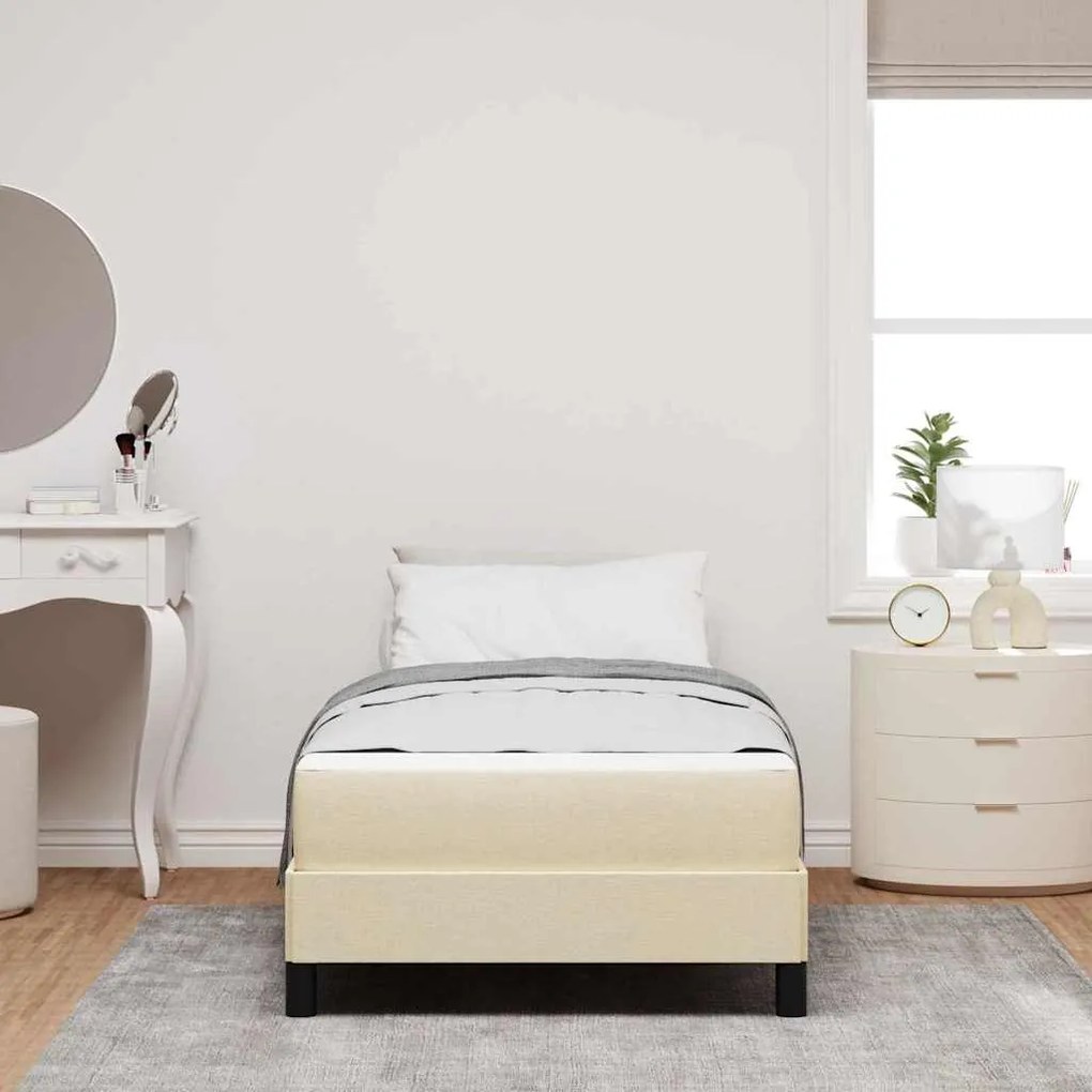 vidaXL Κρεβάτι με ελατήρια με στρώμα Κρεμ 90 x 190 cm ύφασμα