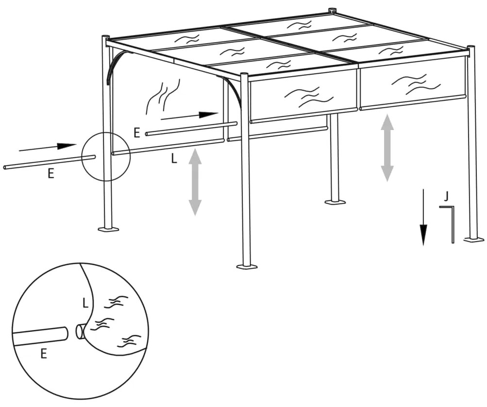 vidaXL Πέργκολα Κήπου Ανθρακί 3 x 3 μ. με Πτυσσόμενη Οροφή