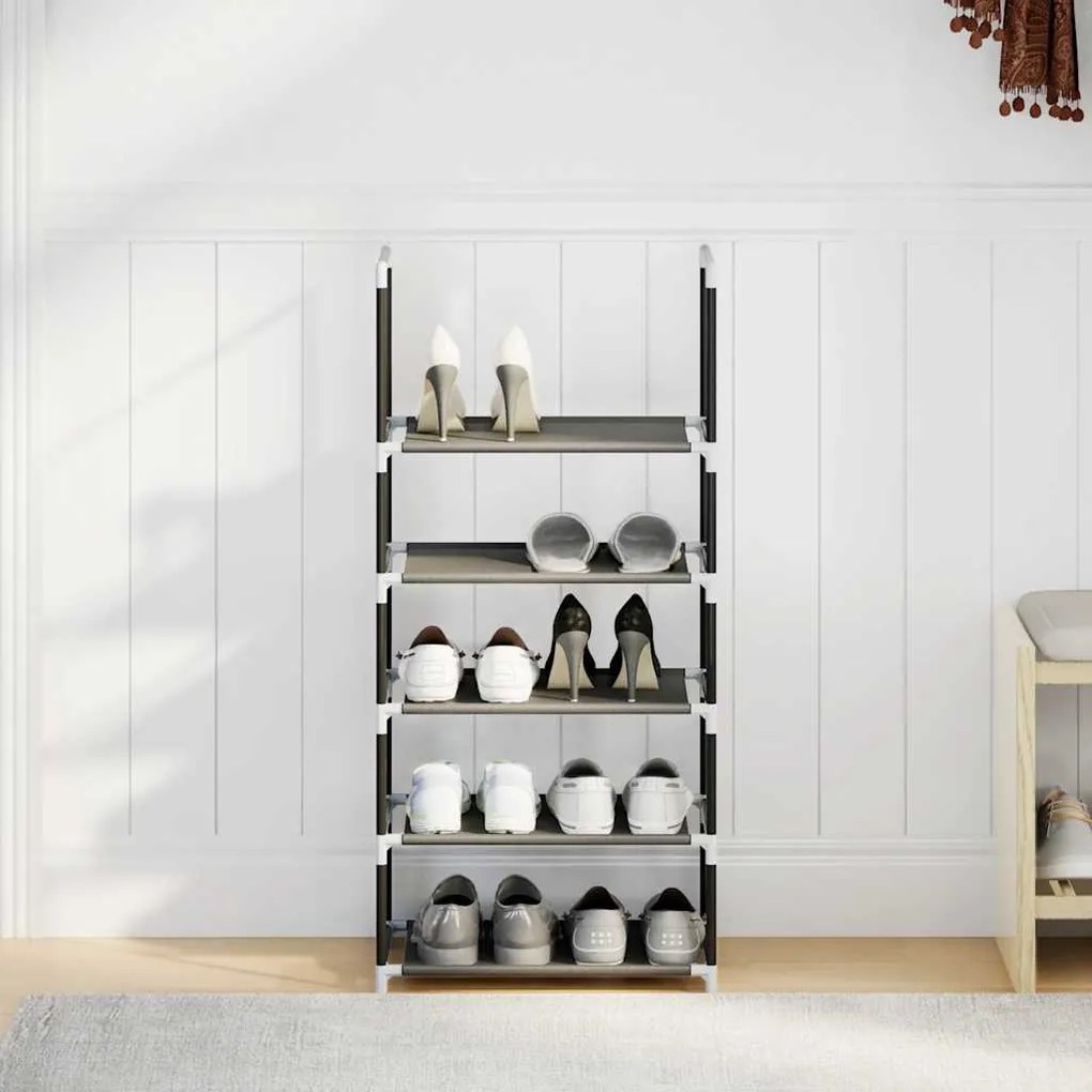 Ράφι παπουτσιών 5 επιπέδων μαύρο 44x28x94 cm μη υφασμένο ύφασμα - Μαύρο