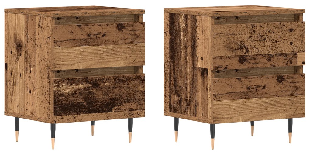 vidaXL Κομοδίνα 2 τεμάχια Παλαιού Ξύλου 40x35x50 εκ. Κατασκευασμένο Ξύλο